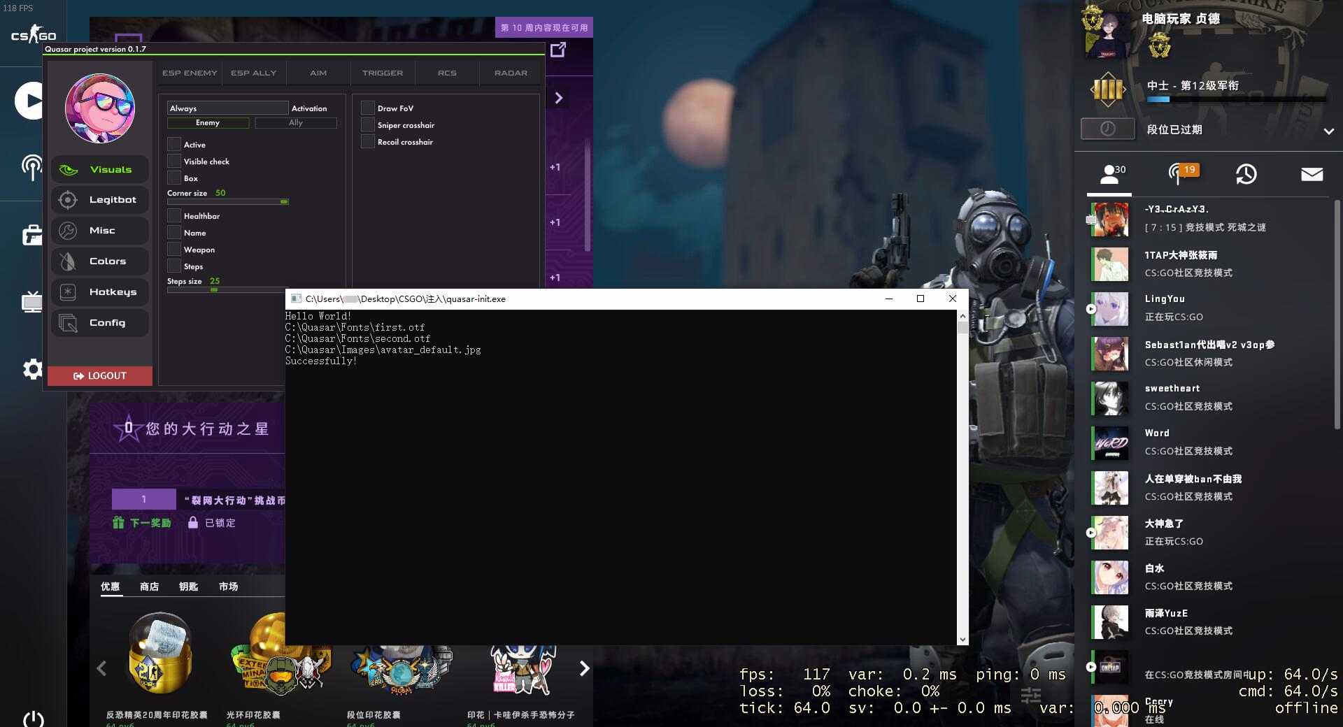 【CSGO】Quasar - 视觉 - 自瞄 - 透视 TC辅助网www.tcsq1.com2966