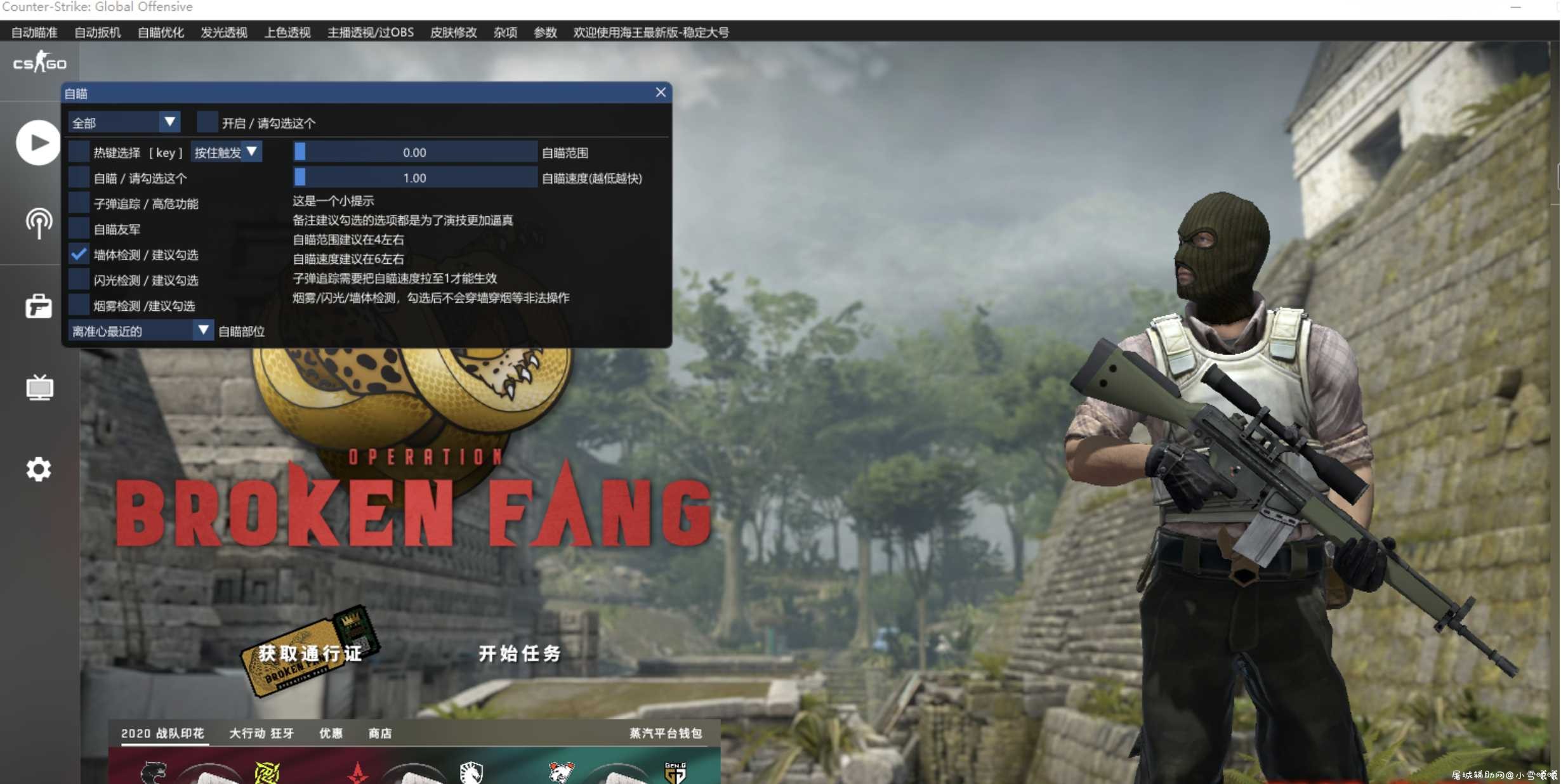 CSGO海王绿色自瞄透视无VAC最新破解 TC辅助网www.tcsq1.com2856