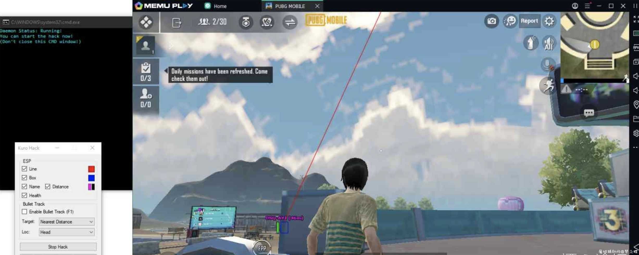 pubg国际服透视子弹追踪 支持多款模拟器 TC辅助网www.tcsq1.com1139