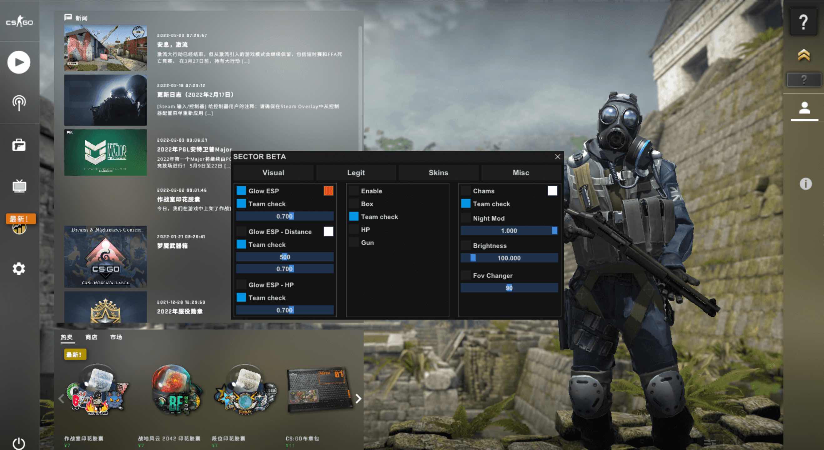 CSGO SECTOR透视自瞄换肤多功能作弊辅助 TC辅助网www.tcsq1.com6271