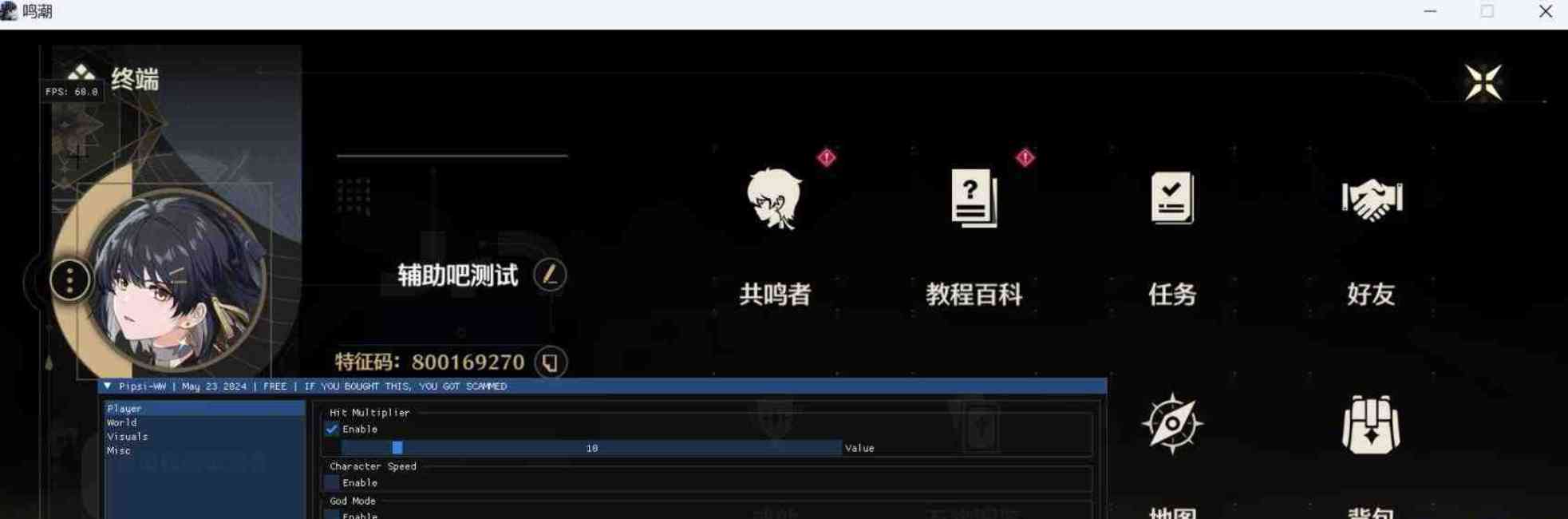 鸣潮Pipsi多功能辅助0.1.0暂时支持国际服 TC辅助网www.tcsq1.com9960
