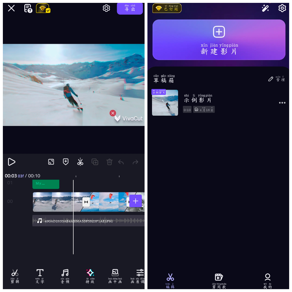 VivaCut视频剪辑v3.9.6会员版 一款非常强大的视频编辑神器 TC辅助网www.tcsq1.com3554